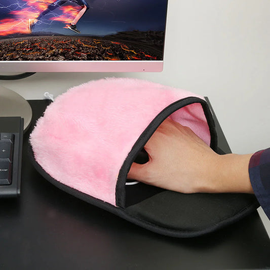 USB Heated Mouse Pad Mousepad Mat Mause Hand Warmer with Wristguard Warm Winter Mouse Mat USB Port FDH