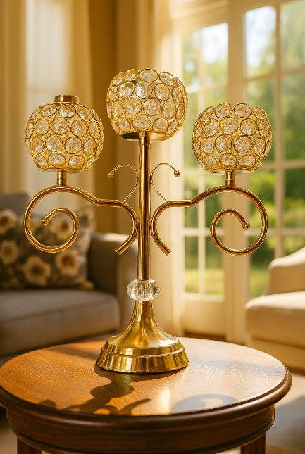 Crystal 3-Head Candle Holder